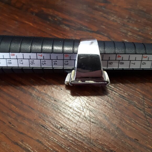 Ring - Contemporary with purple and yellow rectangular stones set in silvertone - Picture 3 of 3